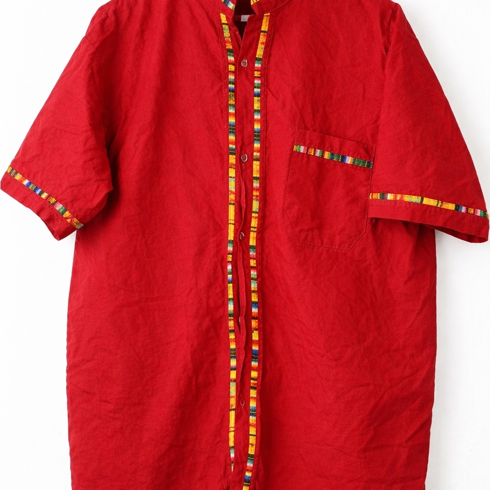 Red Casual Button Down Shirt